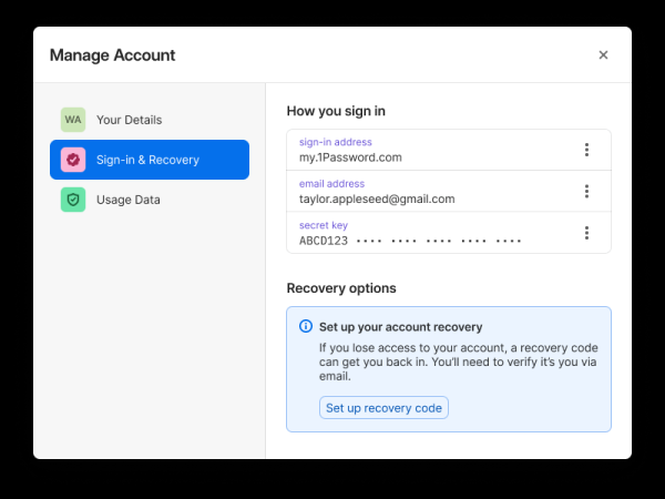 В 1Password появились коды для восстановления доступа к учётной записи